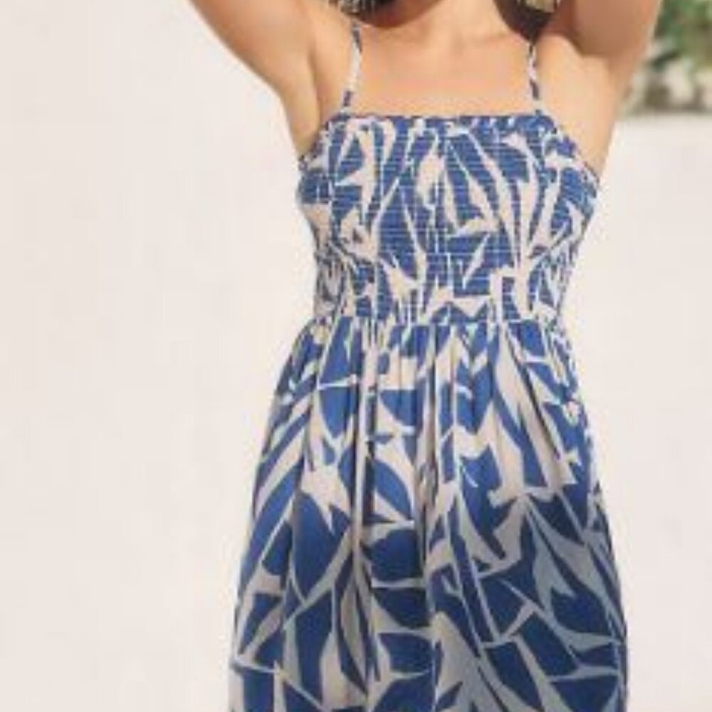 Anthropologie Maxi Dress Printed Ruffle Sz Med MSRP $158